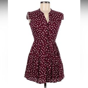 Burgundy Cap Sleeved Dress from Anthropologie Size Large